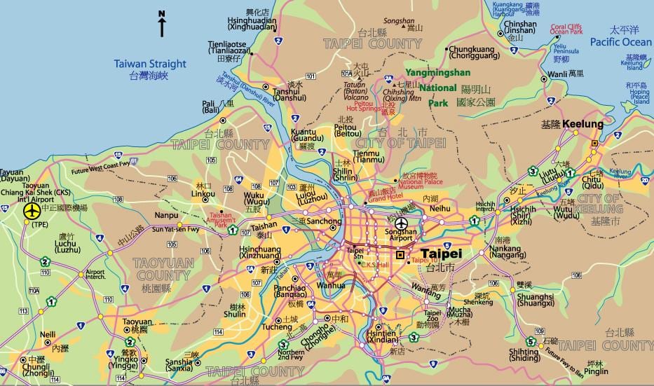 ไทเปเมืองบนแผนที่