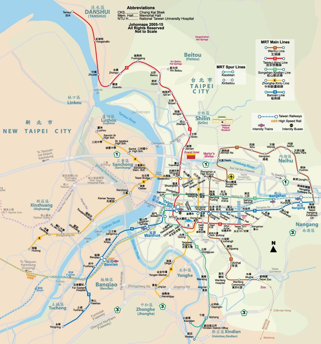 แผนที่ของไทเปนถนน