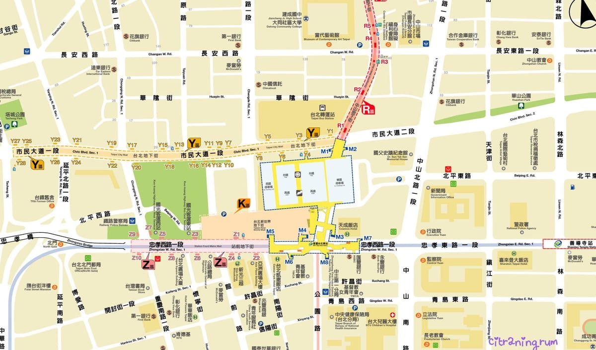 แผนที่ของไทเปใต้ดินห้าง