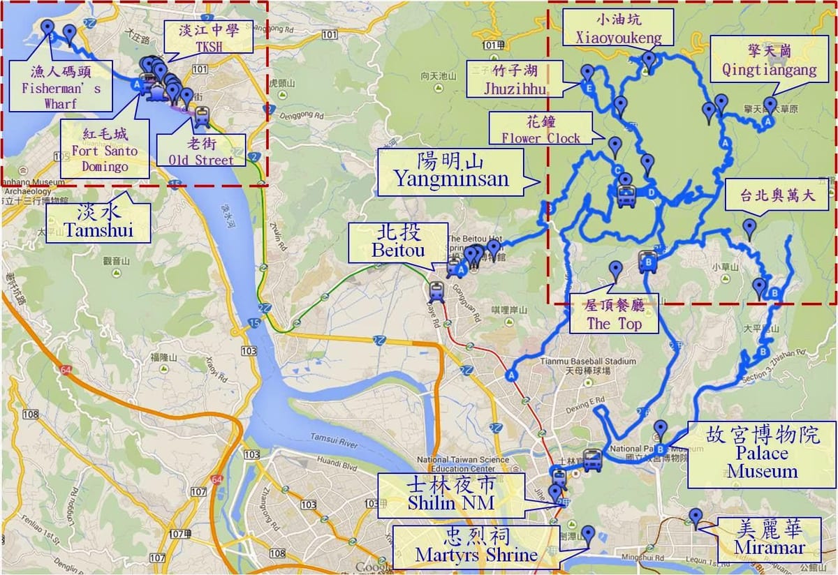 แผนที่ของ beitou ไต้หวัน name