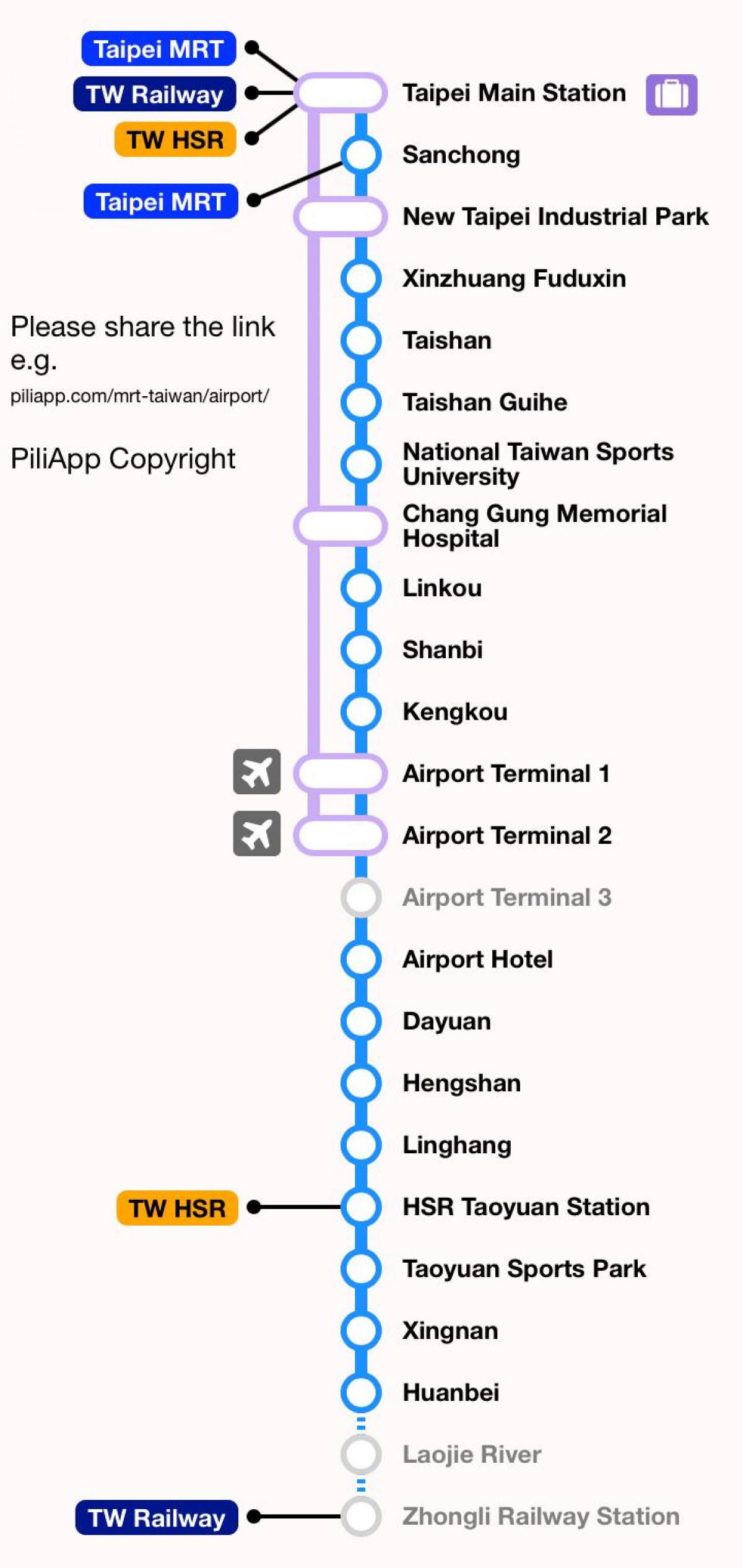 ไทเป mrt แผนที่ taoyuan สนามบิน