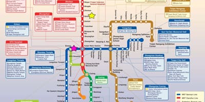แผนที่ของไทเปท้องถิ่นรถไฟ