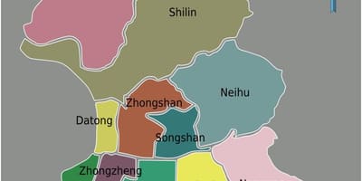 ไทเปเมืองเขตบนแผนที่